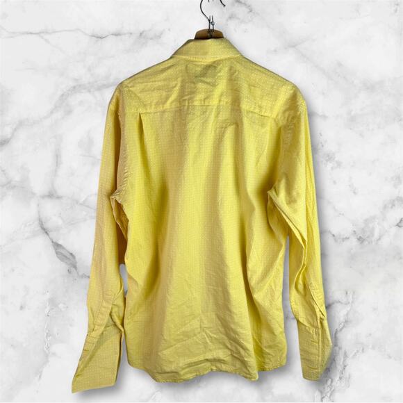 Steven Land Men's 16.5 34/35 Yellow & White 100% Cotton Modern Fit Dress Shirt - Picture 2 of 9